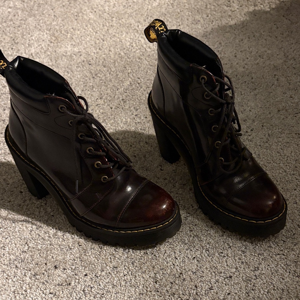 Dr. Martens Women's Dark Brown Red-ish Heeled Boots